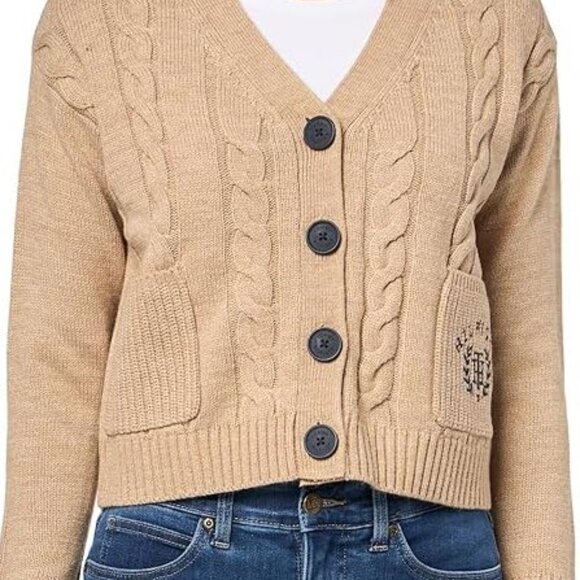 Tommy Hilfiger Women's Boxy Varsity Cable Cardigan - Picture 1 of 4